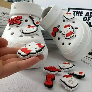HELLO KITTY (4 pc) Large Red & White Crocs Shoe Charms (BRAND-NEW & SO CUTE!)